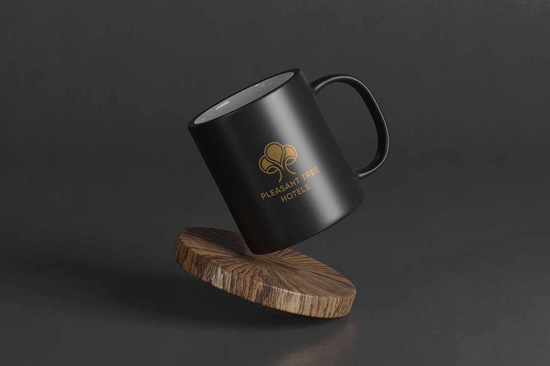 Mock-up presentation of Pleasant Tree Hotels Logo Design by DDSachdeva Dehradun