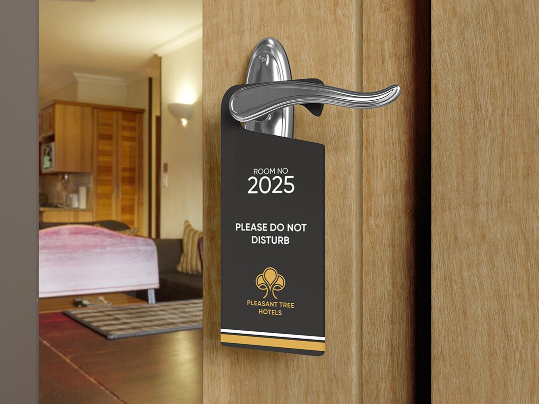 Mock-up presentation of Pleasant Tree Hotels Logo Design by DDSachdeva