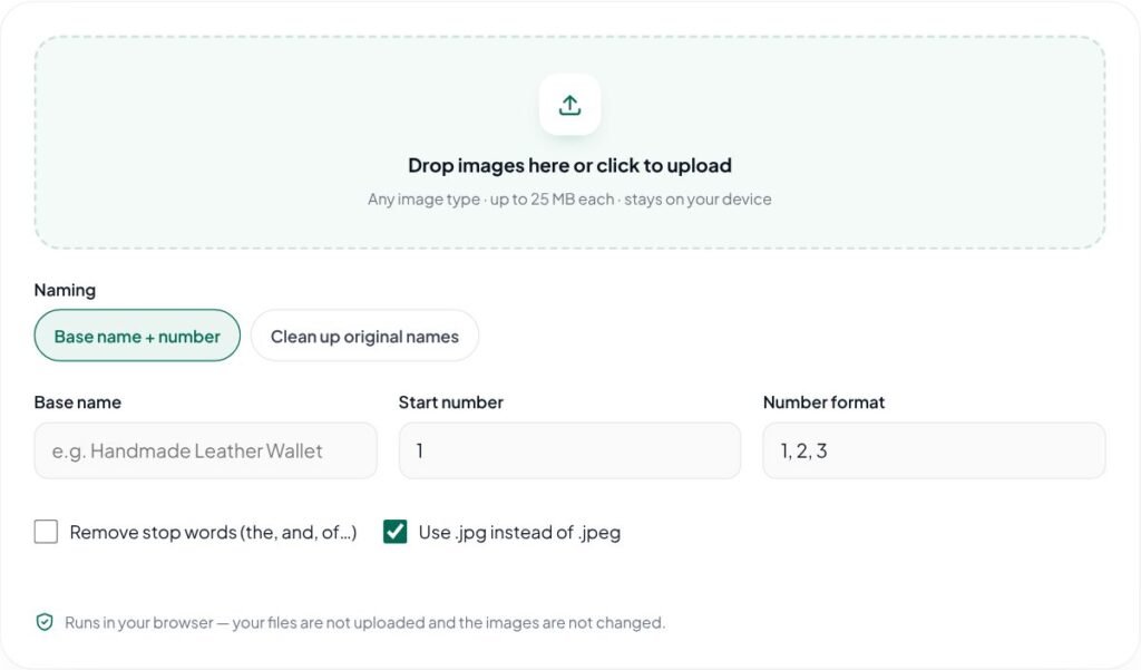 Bulk Image Rename – free online tool by D D Sachdeva