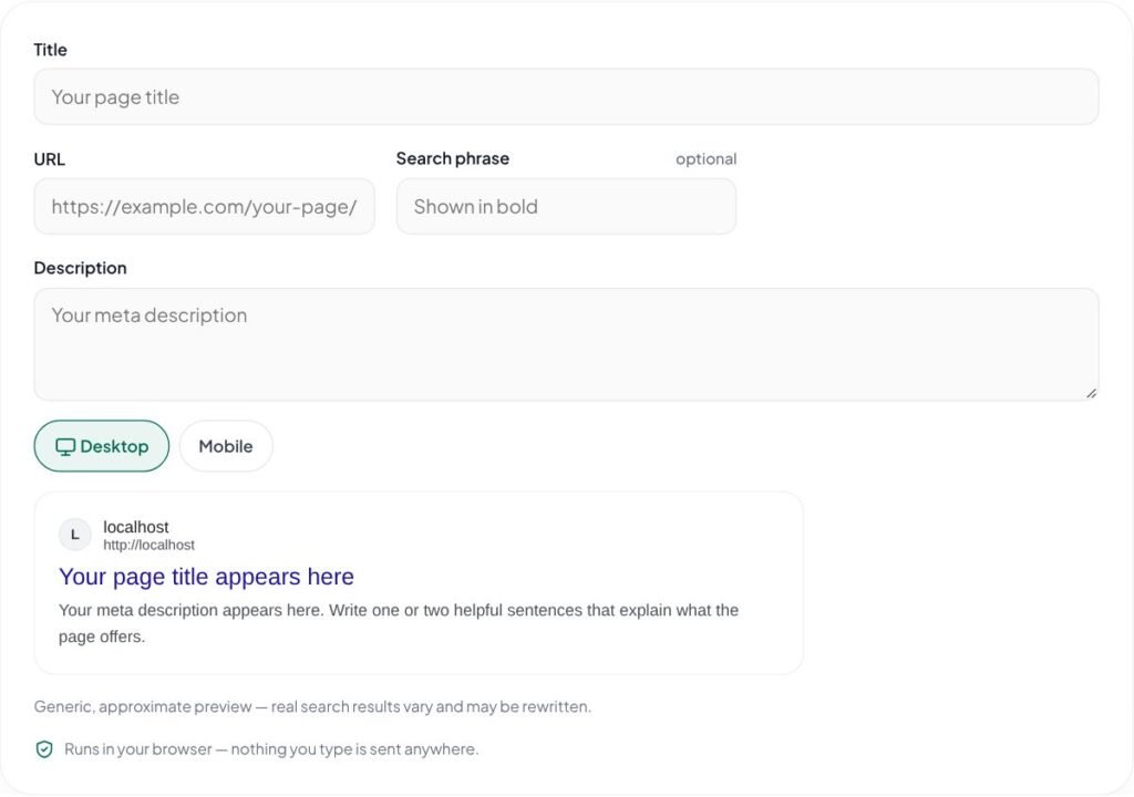 SERP Preview Tool – free online tool by D D Sachdeva